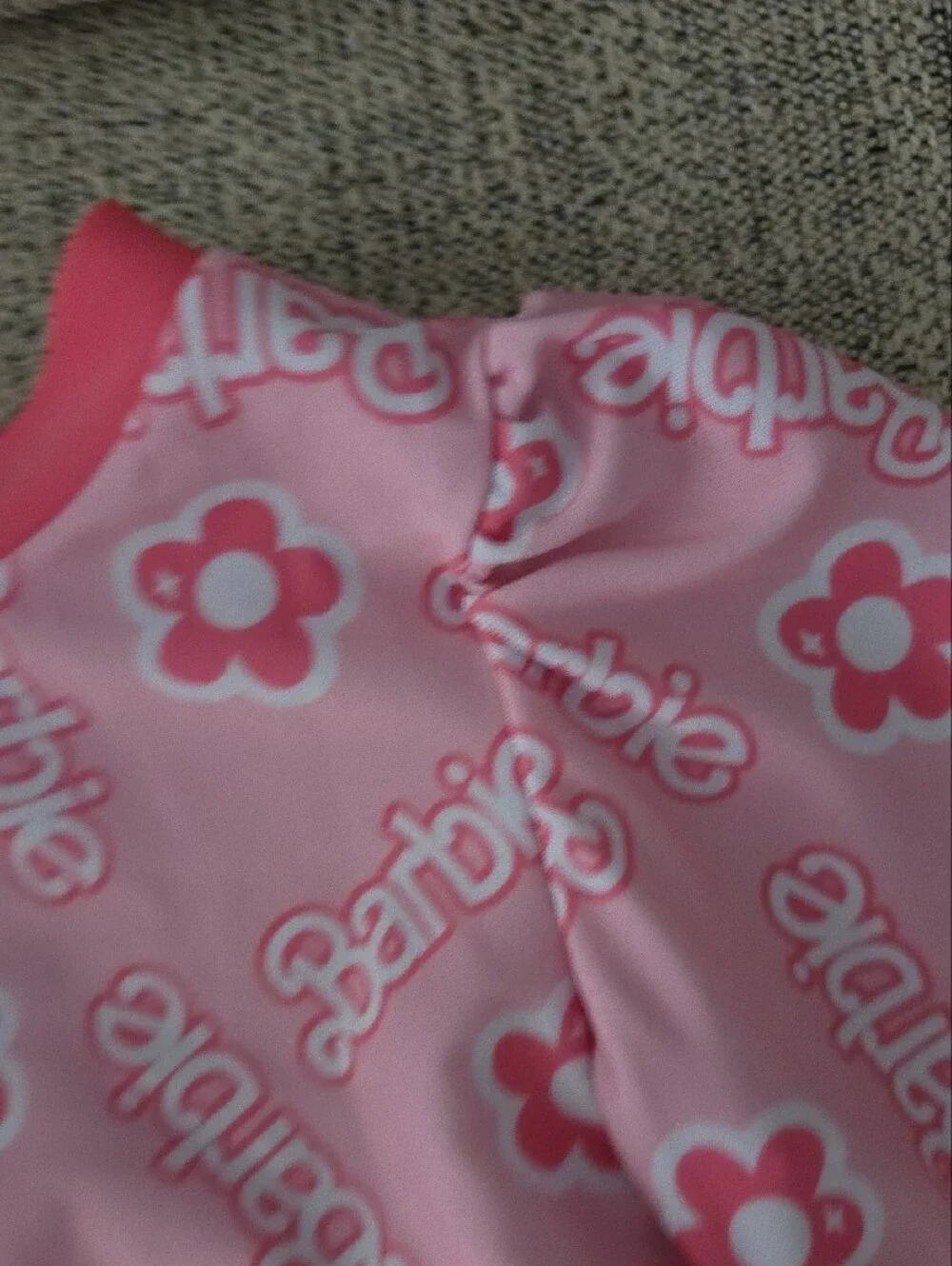 Mattel Barbie Pink Floral Long-Sleeve Rashguard Set with Hot Pink Trim